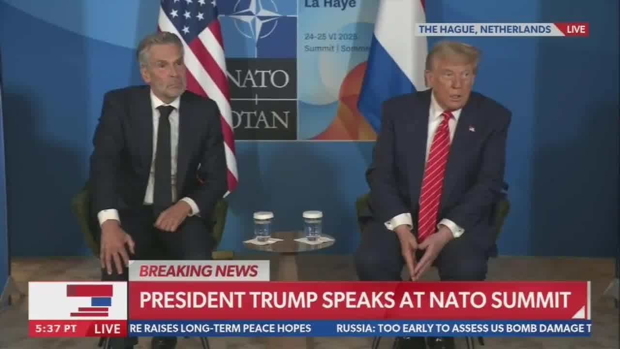 Question: Can you clarify your stance on Article 5?; TRUMP: I stand with it. That's why I'm here. If I didn't stand with it I wouldn't be here. Question: So you'd defend countries; TRUMP: What did I just say? Yeah. Why would I be here?