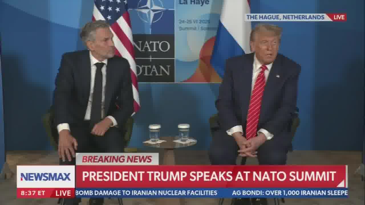 Question: Can you clarify your stance on Article 5?; TRUMP: I stand with it. That's why I'm here. If I didn't stand with it I wouldn't be here. Question: So you'd defend countries; TRUMP: What did I just say? Yeah. Why would I be here?