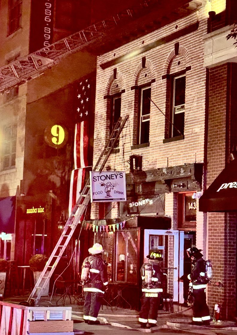 Box Alarm 1400 block P St NW. Opened up roof and ductwork in fire area and found no further extension. Fire under control. Request Health Dept. due to food establishments involved. DC firefighters