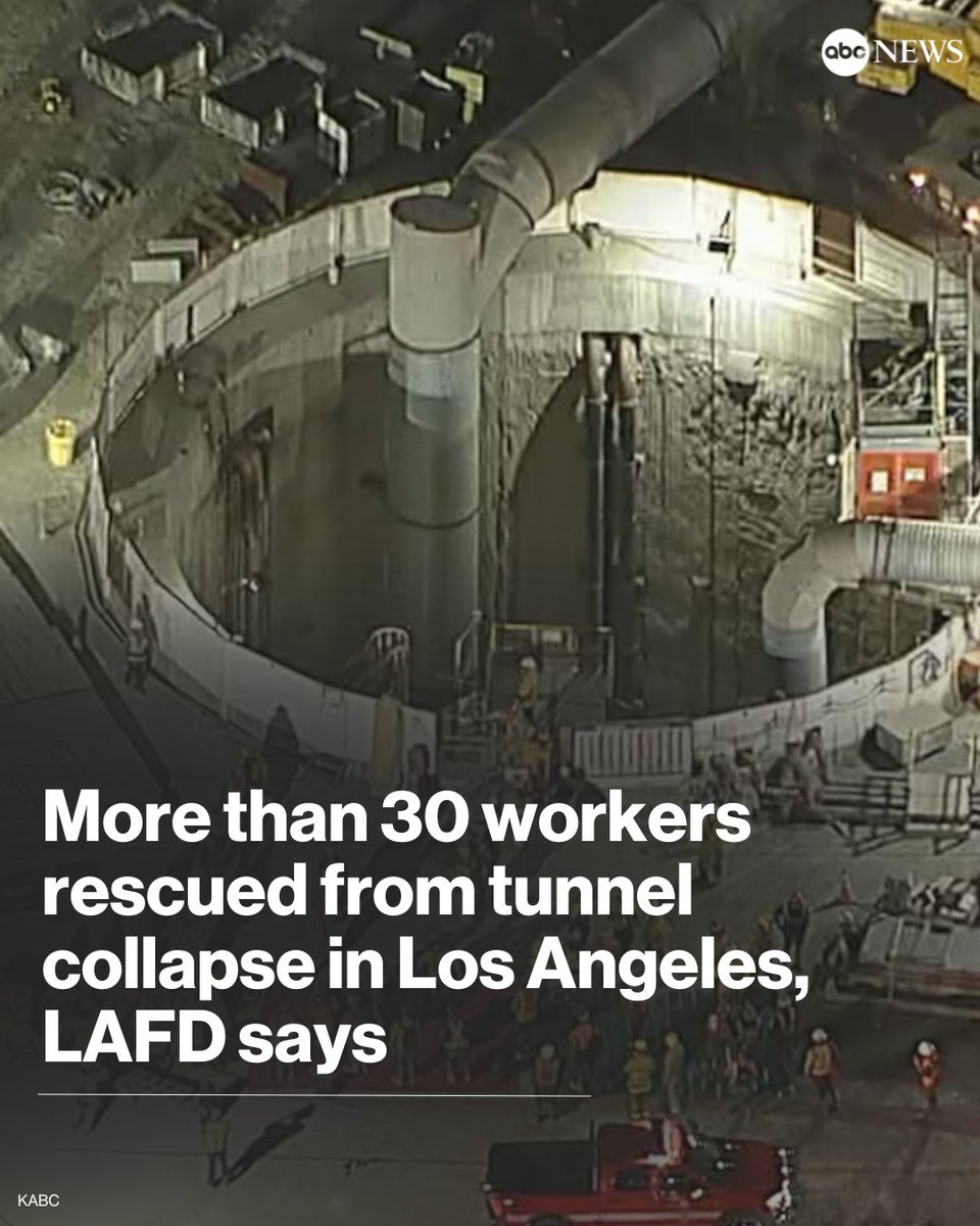 At least 31 workers were safely rescued after a tunnel collapsed in a large industrial complex in Los Angeles on Wednesday evening, according to the Los Angeles Fire Department