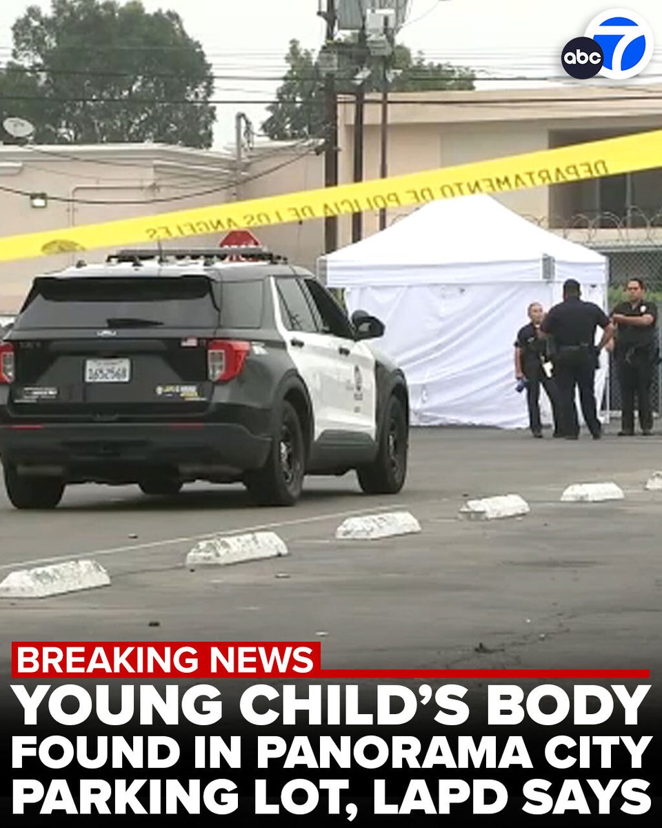 The body of a 3- or 4-year-old boy was discovered in a Panorama City parking lot, prompting an investigation by the LAPD's Juvenile Division-Abused Child Unit, authorities said