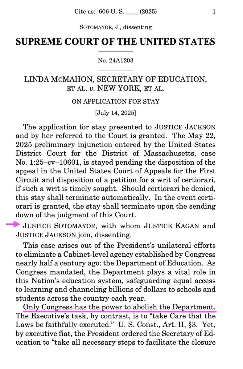 The conservative majority of the Supreme Court has granted an emergency application from the Trump administration, blocking a federal judge's ruling and allowing Linda McMahon to proceed with laying off nearly 1,400 people at the Education Department