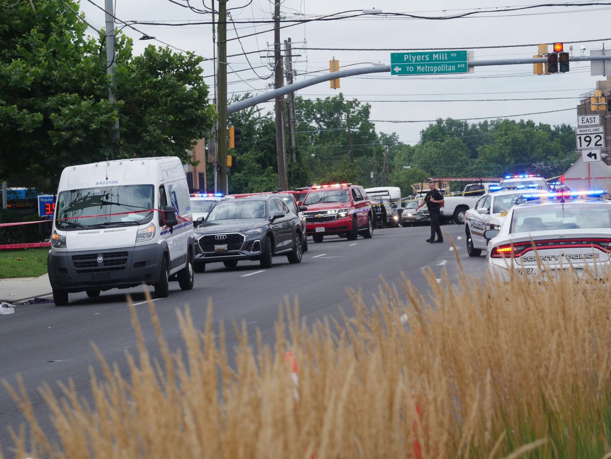 Connecticut Ave & Plyers Mill Rd in Kensington— the woman was pinned under the USPS mail truck after being struck. She was transported with critical injuries; Northbound Connecticut Ave is closed.