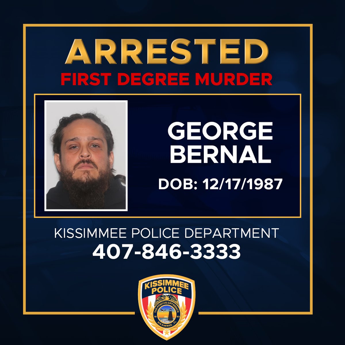 After responding to a shooting at 4107 W. Vine Street, our officers launched a homicide investigation. Through witness statements and thorough police work, George Bernal was quickly identified as the suspect. During the investigation, we arrested Bernal on unrelated drug