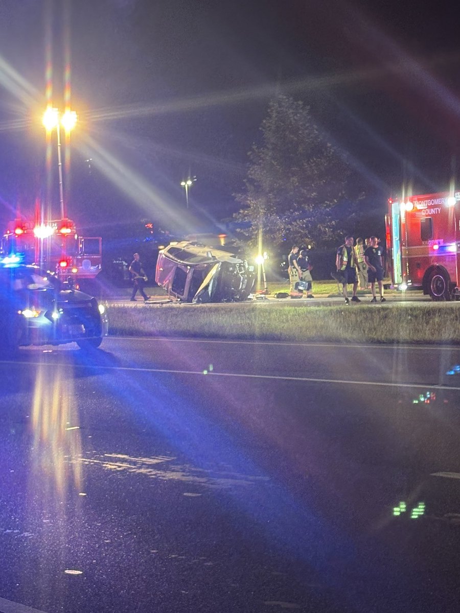 PROBABLE FATAL CRASH: Great Seneca Highway & Mateny Road in Germantown— victim ejected after a car flipped & now in cardiac arrest. Alcohol may have been a factor; expect an extended road closure by Montgomery County Police for Crash Reconstruction