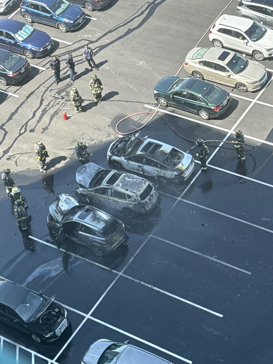 Units responded to and extinguished multiple vehicles on fire at the intersection of 33rd St S and Crystal Dr. No injuries to firefighters or occupants. Fire Marshals will be investigating the cause.