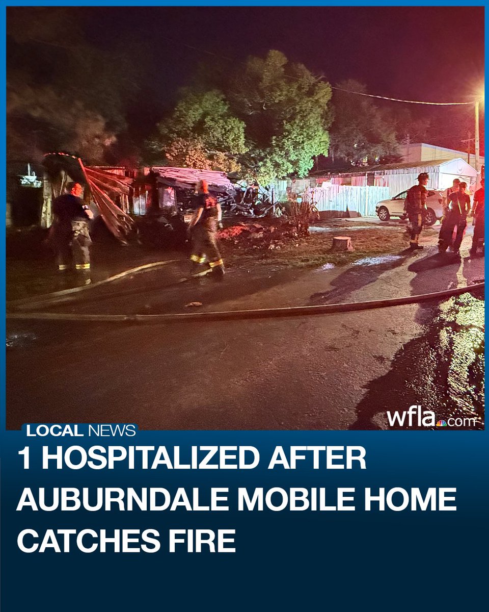 One person was hospitalized after a mobile home caught on fire in Auburndale early Friday morning.