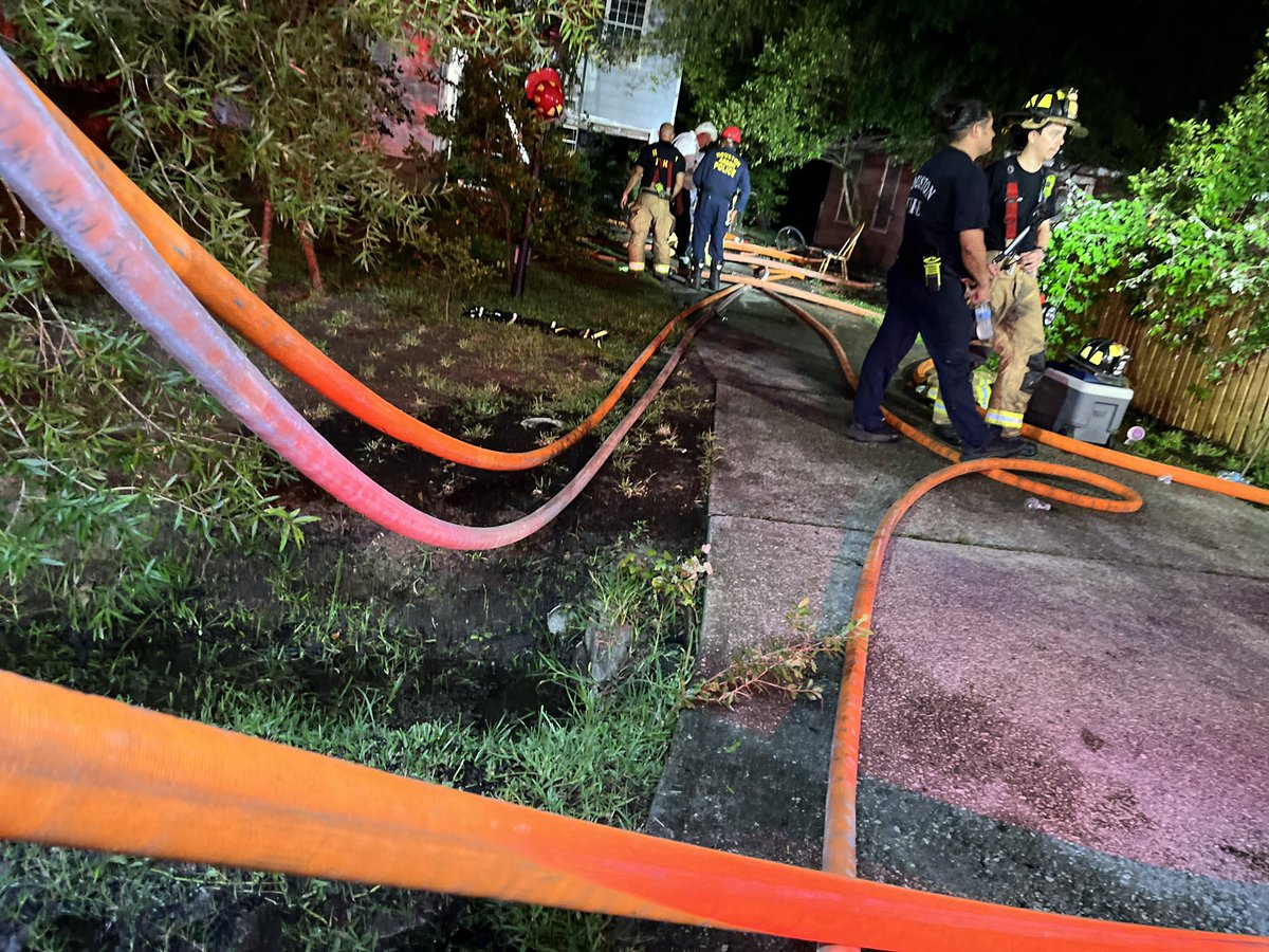 A firefighter from Station 28 was injured tonight while battling a house fire on Wedgewood in northwest Houston. She was transported to Memorial Hermann TMC where she is awake and alert