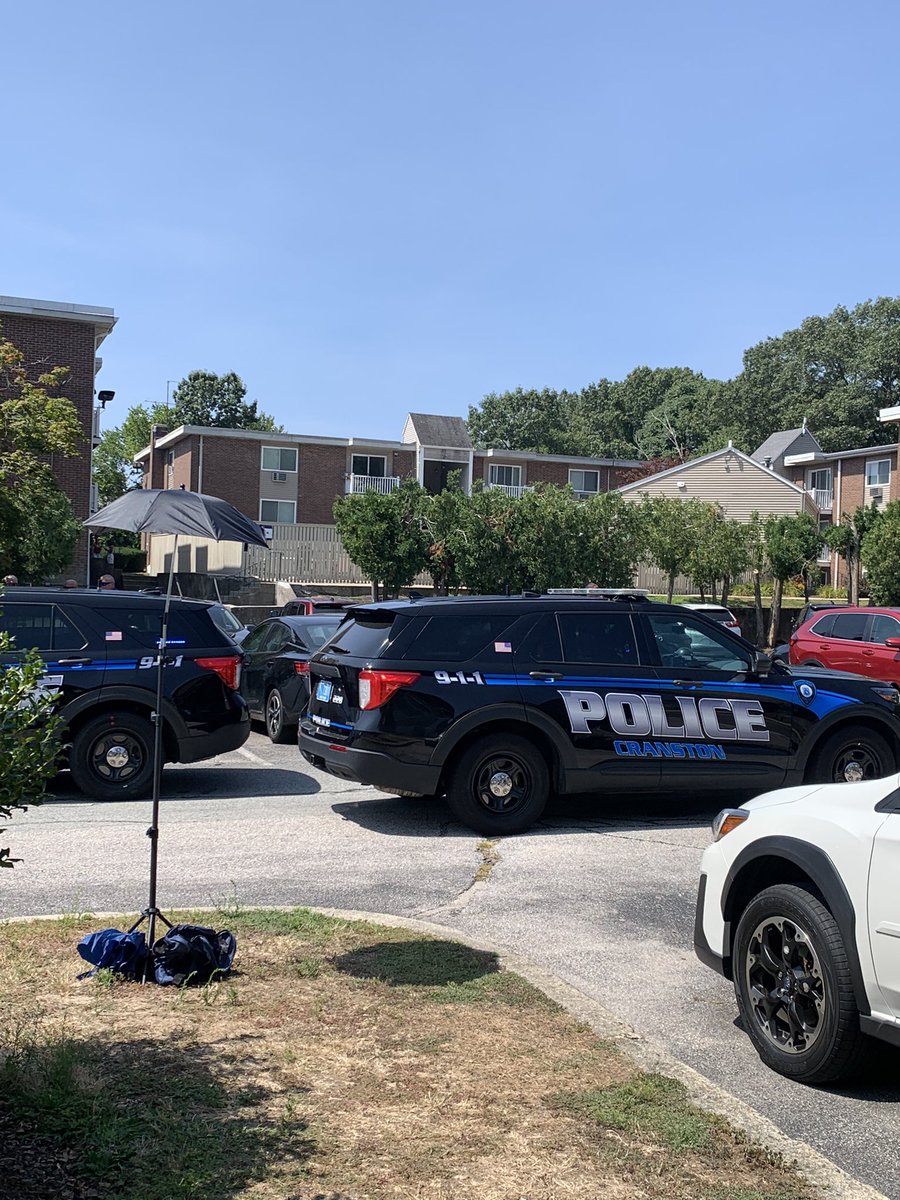 Dyer Street in Cranston where  heard a shooting took place. Nothing confirmed. Several police cars are here, along with Mayor  Kenneth Hopkins. An area of the apartment complex has been taped off.