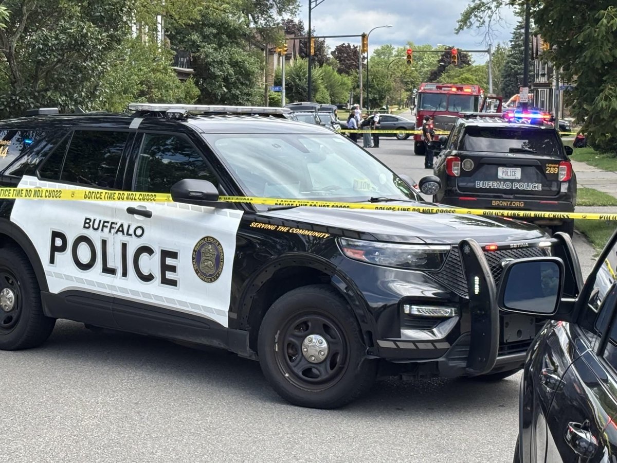 Scene just outside the Colvin Manor Apartments in North Buffalo of the officer-involved shooting with members
