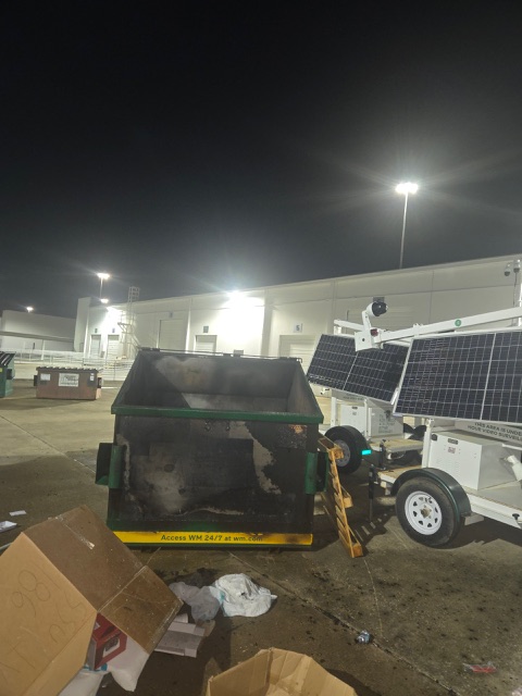 Constable Deputies responded to reports of a dumpster on fire at 10600 W Little York. Constable Deputies deployed a fire extinguisher to contain the fire.