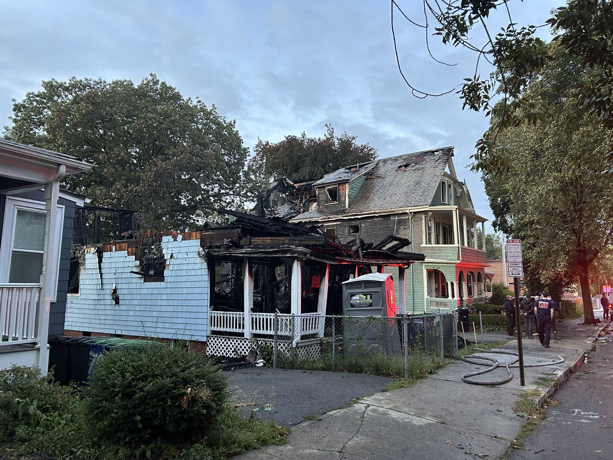 Three alarm fire in Somerville on Thurston Street. The fire chief said the home where the fire started collapsed. That home was under renovation and vacant. The fire also caused extensive damage to the homes on either side