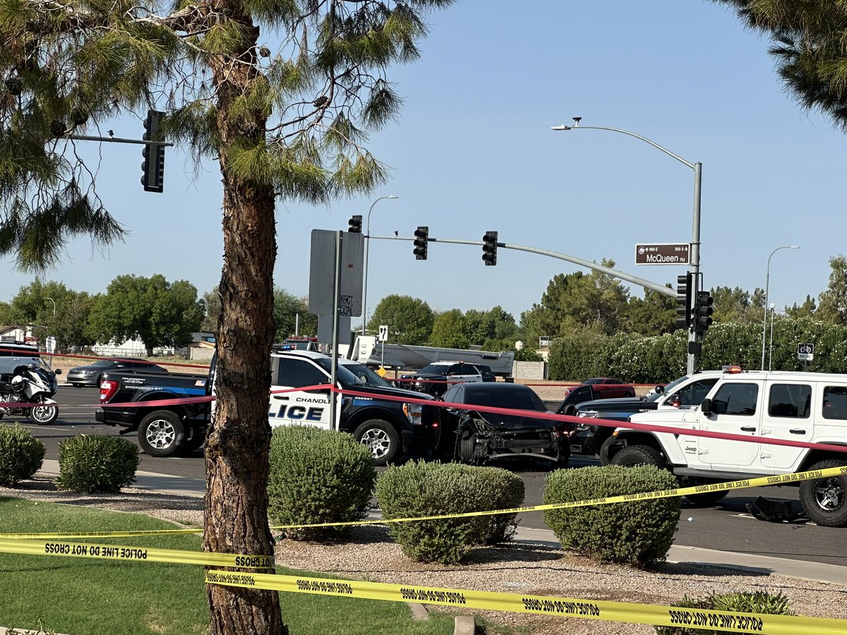 Drivers asked to avoid the area of McQueen and Pecos in Chandler due to an officer-involved shooting. One male suspect was pronounced dead on scene, no officers were hurt