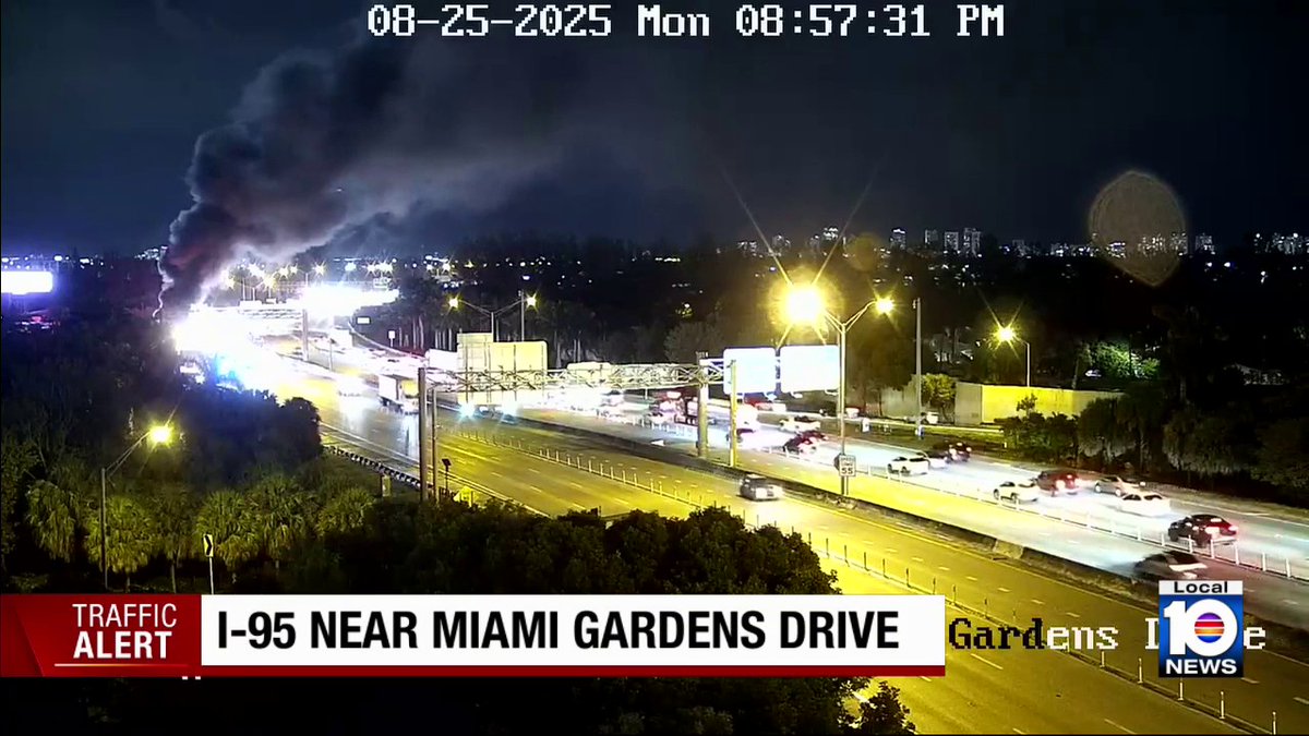 One person was badly injured in a fiery crash on I-95 Monday night