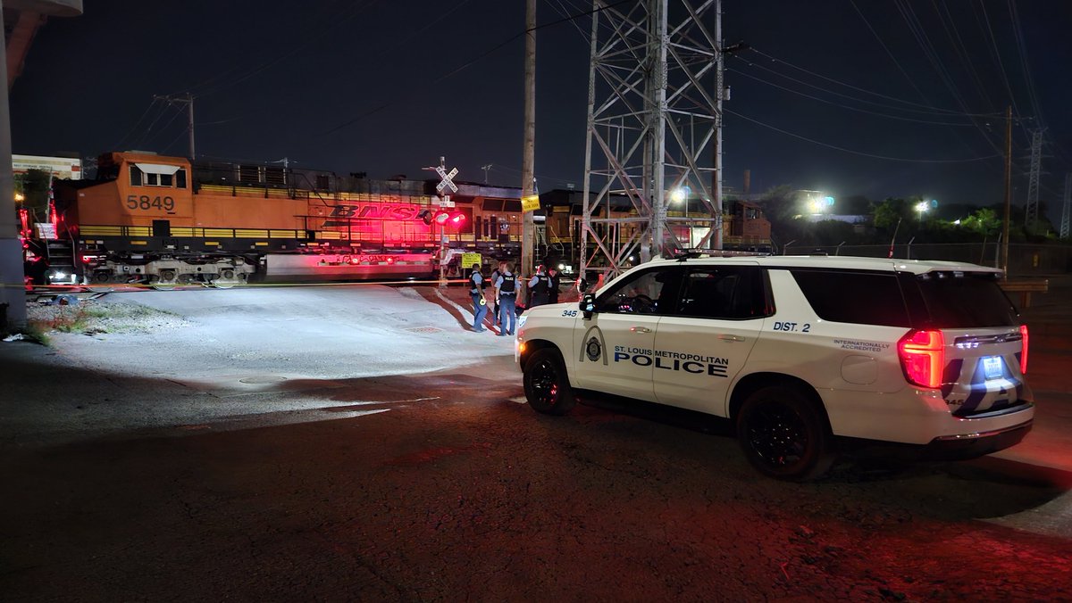 St. Louis police on the scene of an apparent person struck by a train. This is the under the overpass in the 1300 block of South Kingshighway