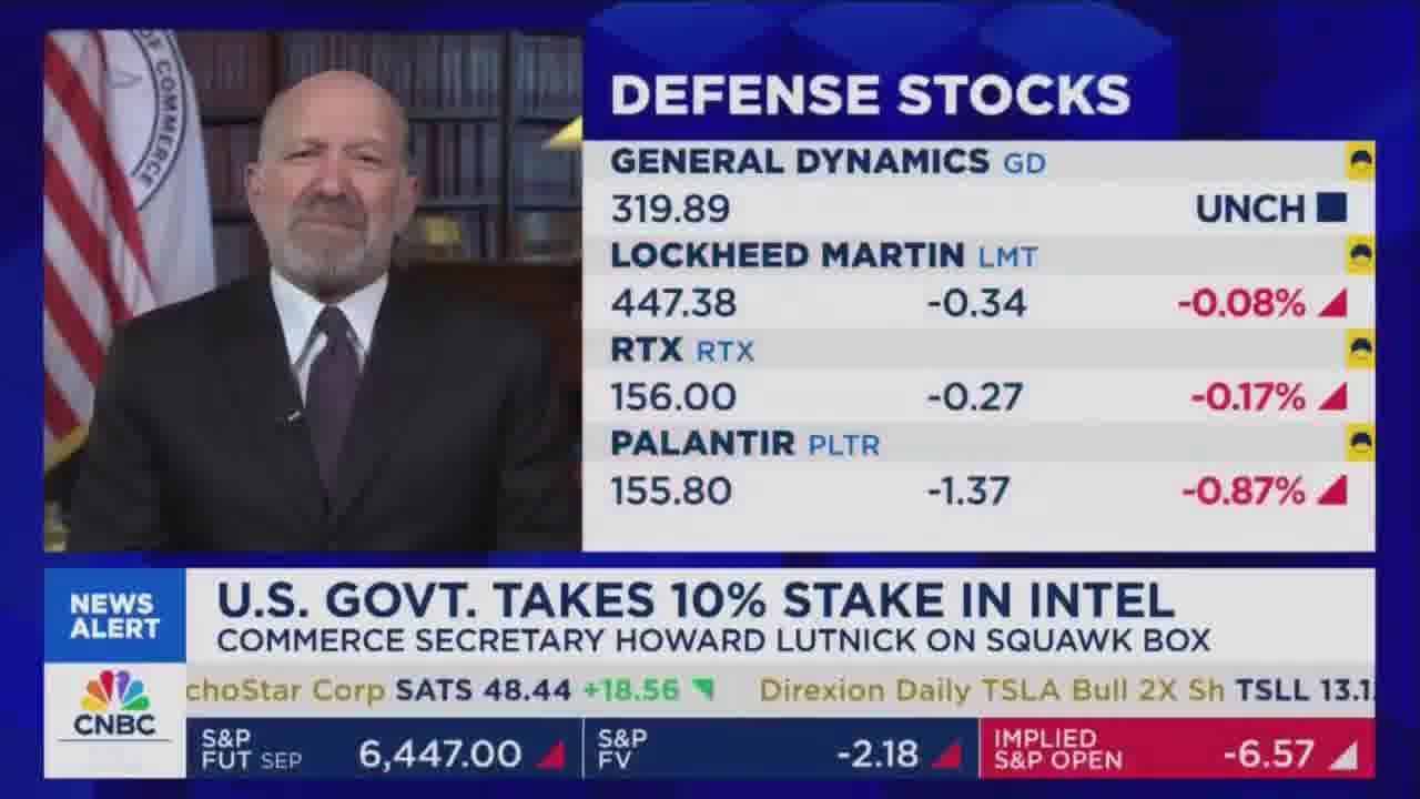 Howard Lutnick on CNBC indicates that the Trump administration will try to partially nationalize defense companies like Lockheed Martin
