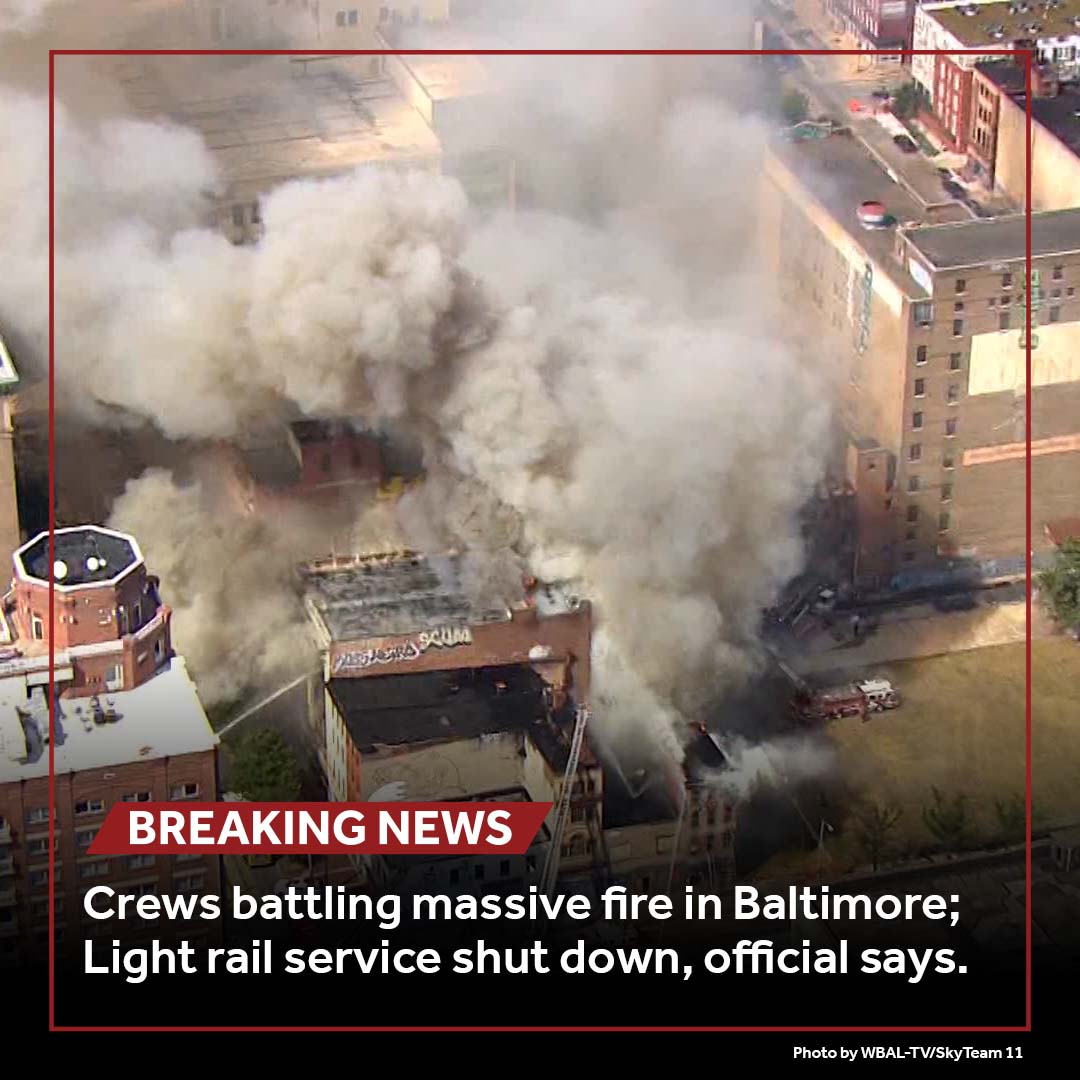 Crews are battling a massive, multi-alarm fire in Downtown Baltimore The fire is in the area of North Howard Street and Fayette Street.