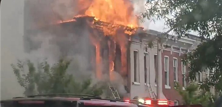 Baltimore Firefighters are fighting a 2 alarm fire in West Baltimore