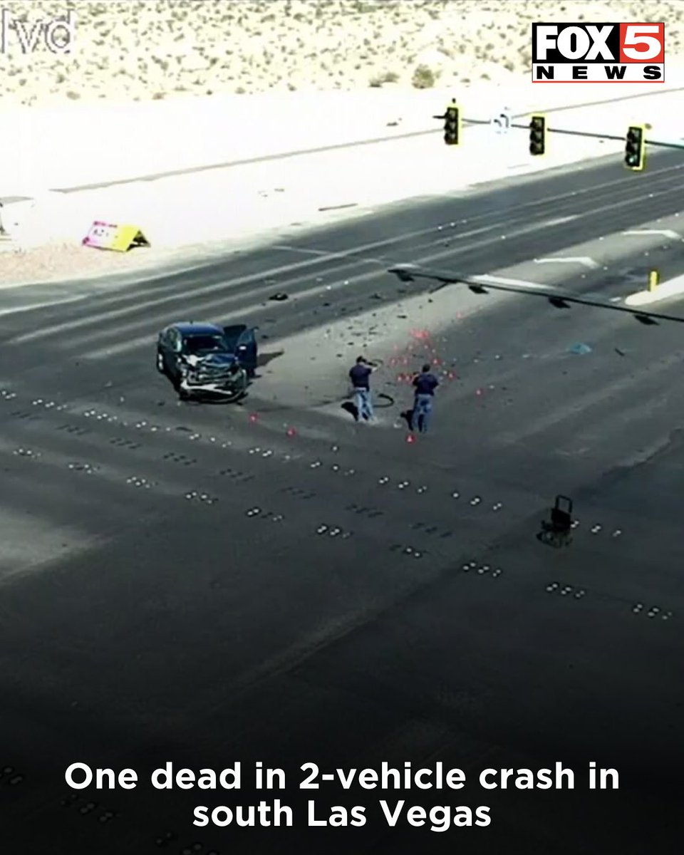 One person died after a two-vehicle collision in south Las Vegas, police said.