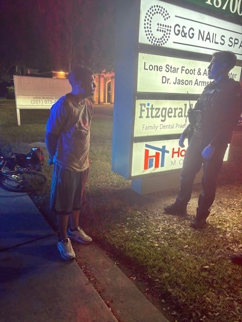 Constable Deputy Reyes has 1 in custody for open warrants near 18700 W Lake Houston Pkwy