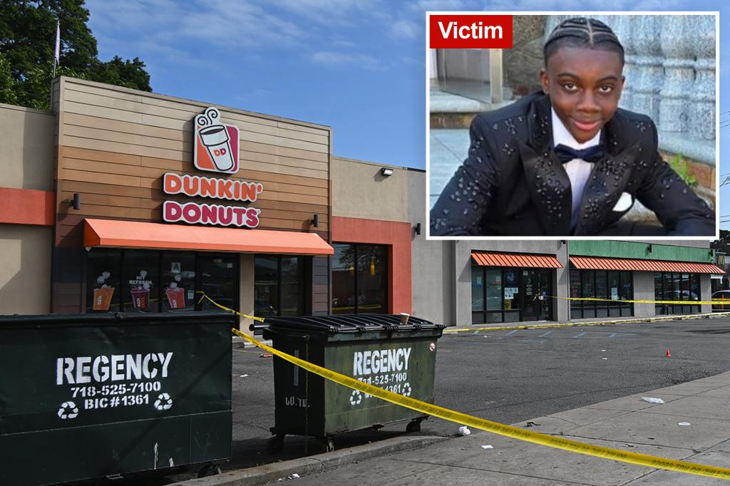 Fatal shooting of 13-year-old boy outside NYC Dunkin’ Donuts likely sparked by gang beef, policemen say — while IDing teen suspect