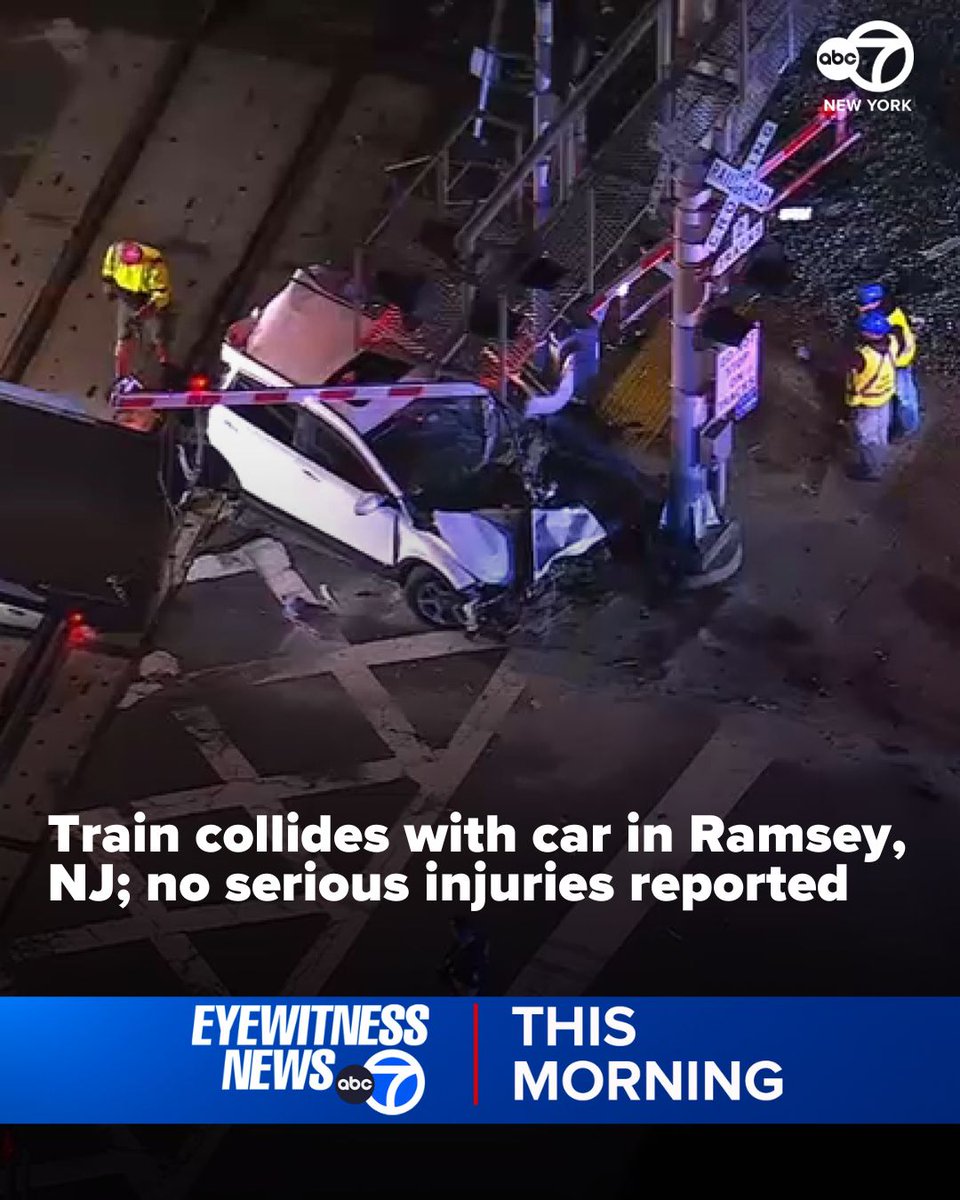 A NJ Transit train collided with a car at the Ramsey train station on Friday morning.Police say the vehicle collided with the northbound train at the train station just after 5:45 a.m.