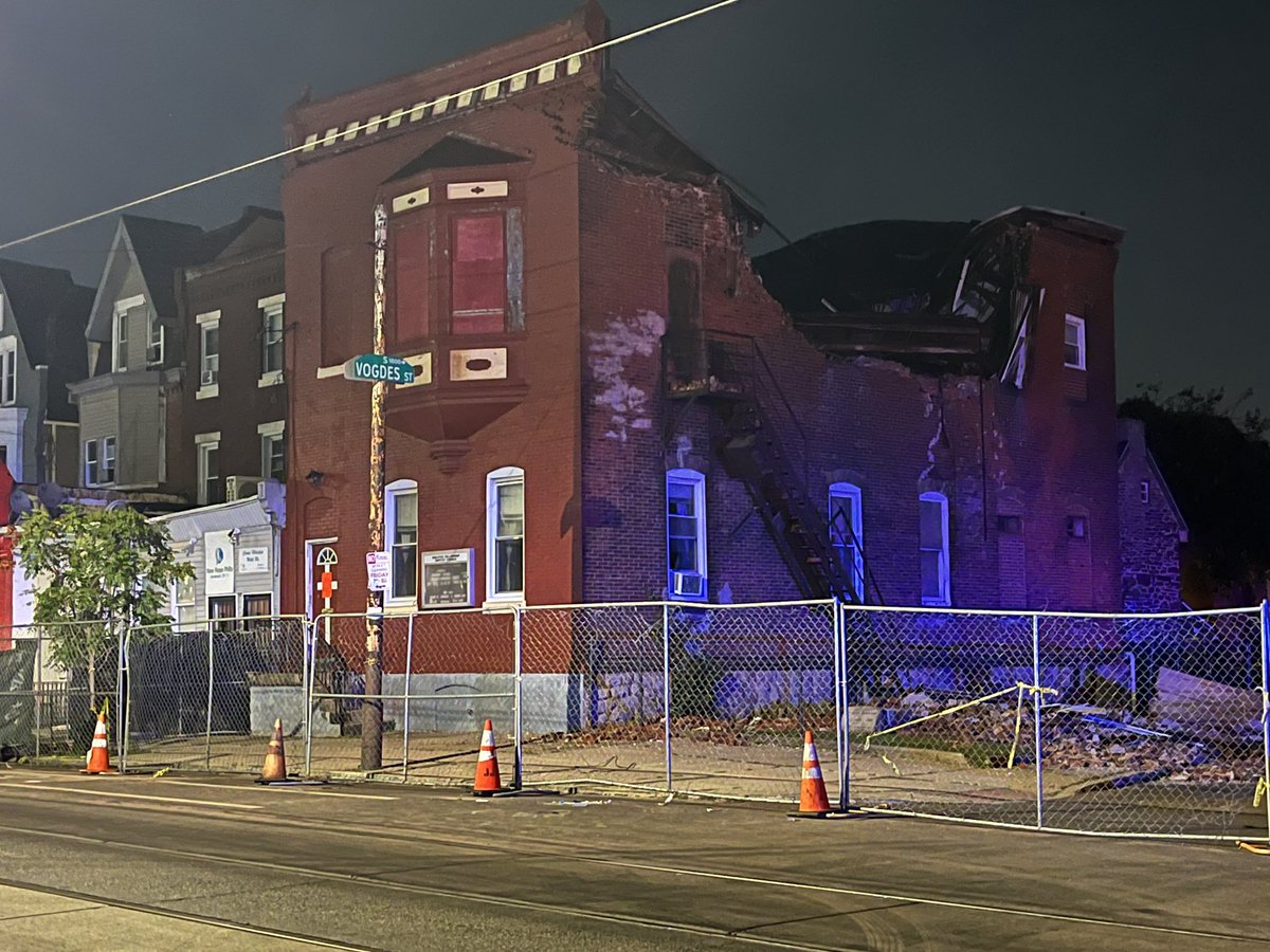 A partial collapse at a church in Philadelphia’s Kingsessing community forces neighbors from their apartments and shuts down Woodland Ave. between 55th & 56th Sts. no one was injured.