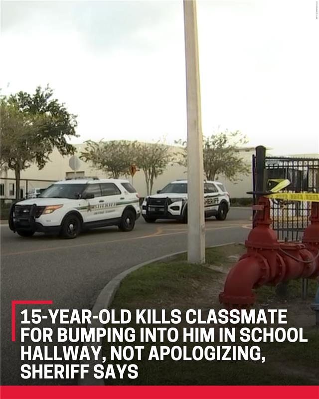 A 15-year-old in Florida is accused of killing a classmate after bumping into each other in a school hallway