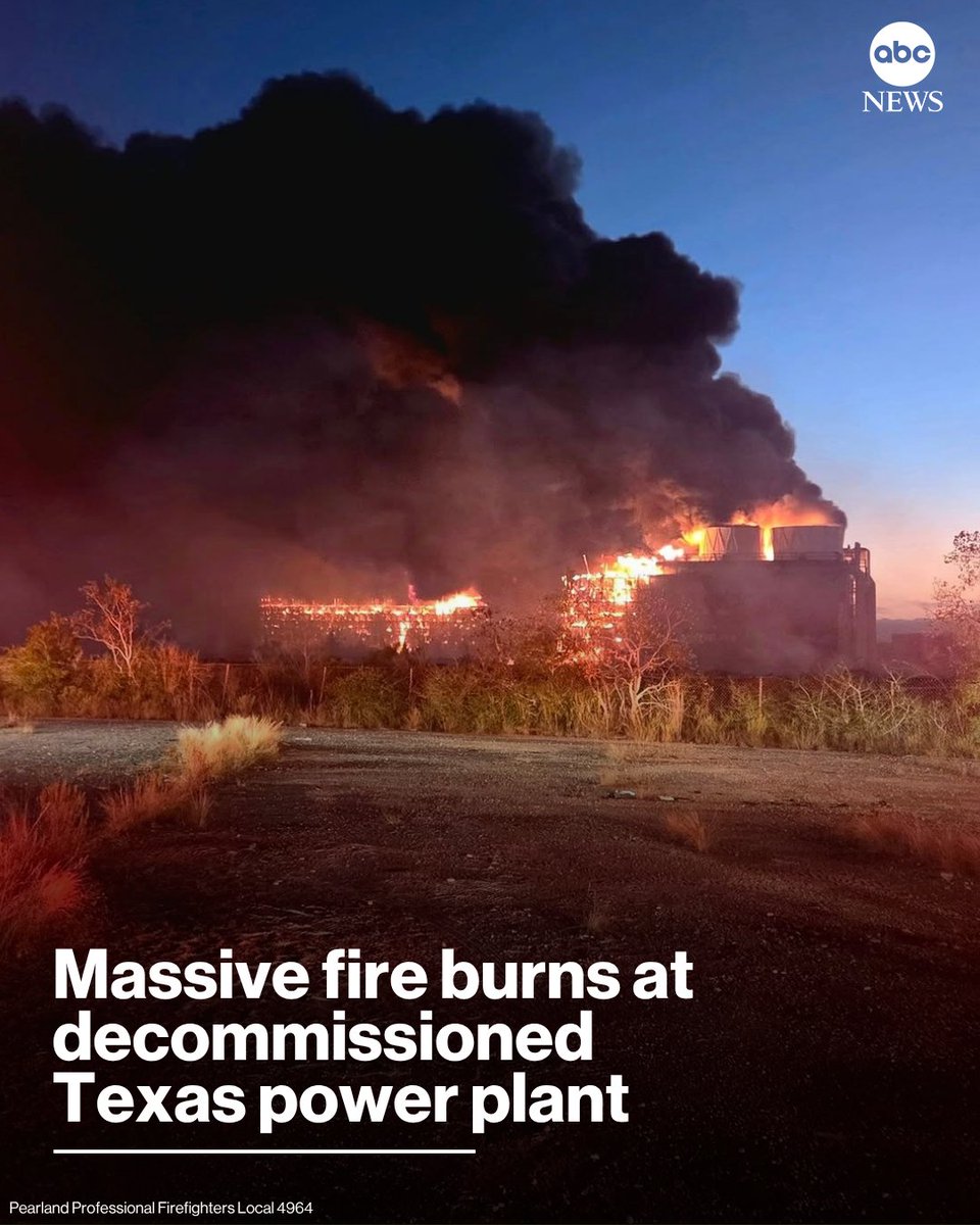 Firefighters battled a massive blaze at a power plant decommissioned in the 1990s near Galveston, Texas, authorities said.No injuries have been reported and the cause of the blaze is under investigation