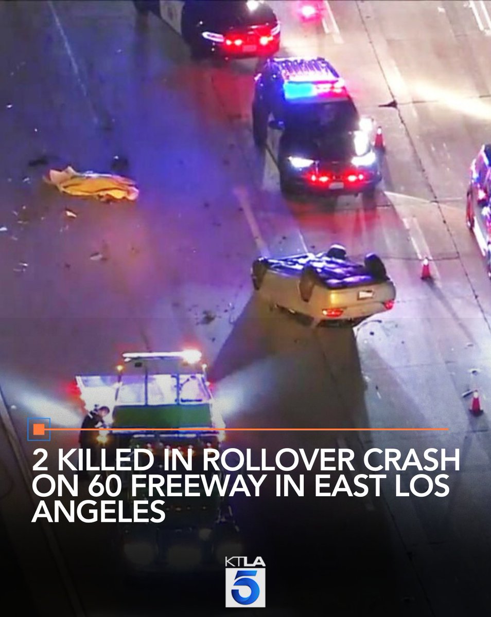 Two people were killed in a rollover crash on the 60 Freeway in East Los Angeles.