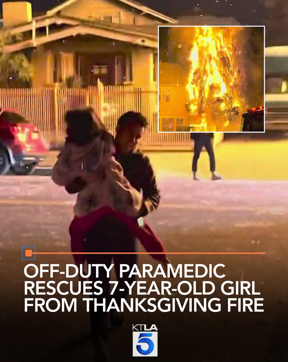 Off-duty paramedic Richard Recinos rushed into a burning East Hollywood home on Thanksgiving night to rescue a 7-year-old girl, carrying her to safety before firefighters arrived.