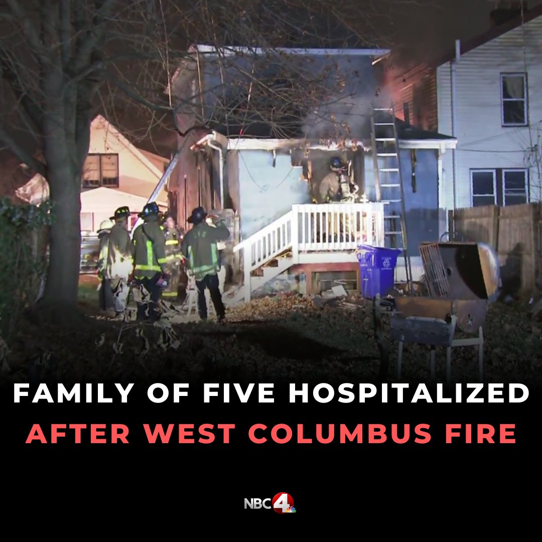 Five people have been hospitalized after a fire destroyed a west Columbus home early Monday morning