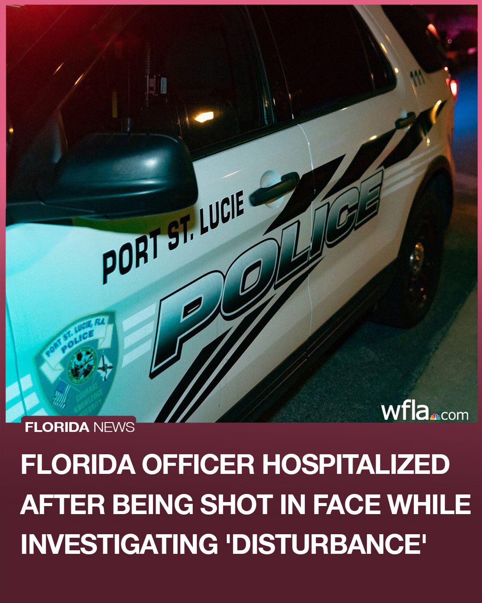 A Port St. Lucie police officer was rushed to a hospital Monday after being shot while investigating a disturbance, officials said