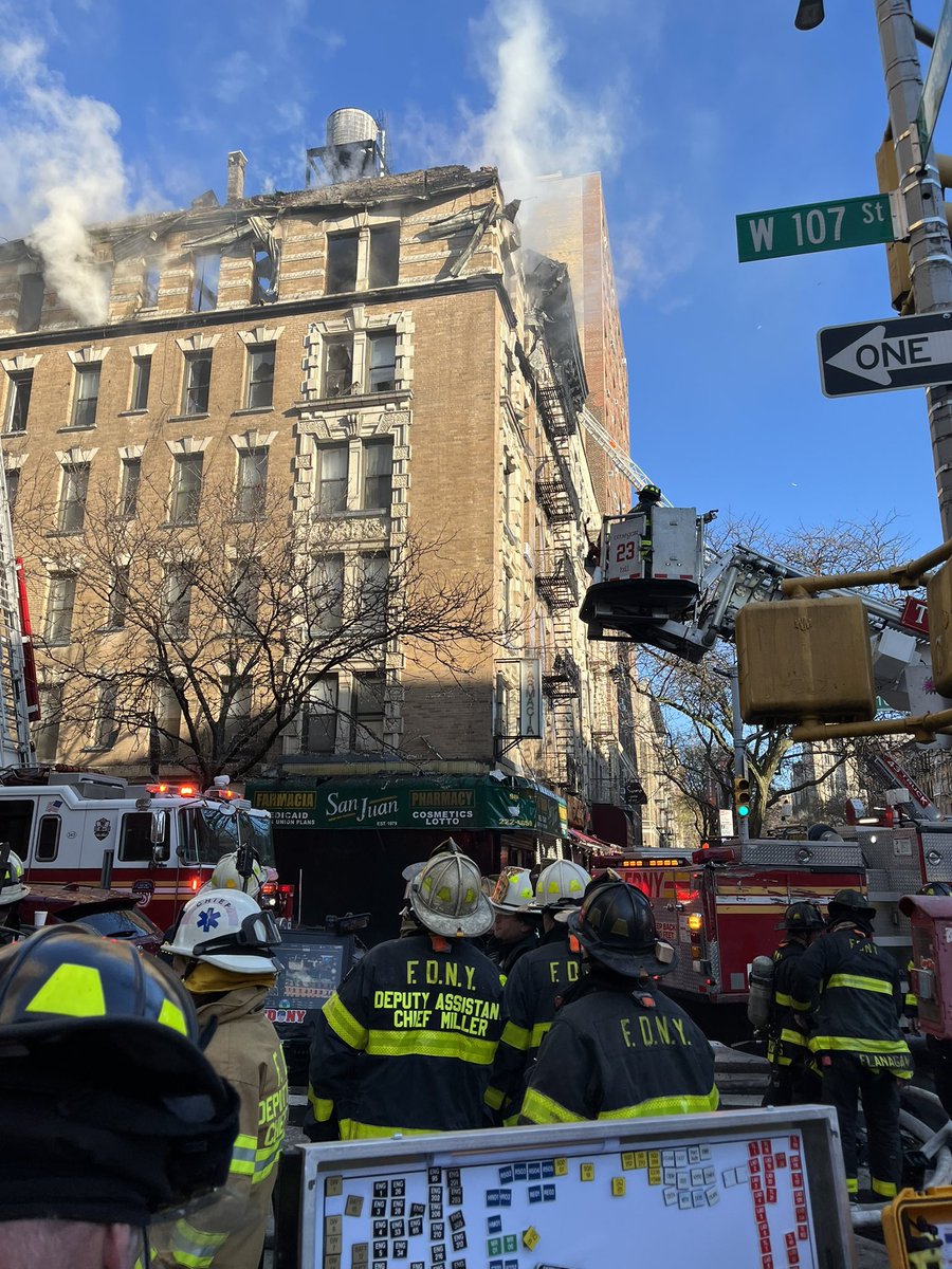Tuesday morning, the FDNY responded to a 4-alarm fire at 201 West 107th Street in Manhattan. Units arrived in just over three minutes. Firefighters and Rescue Paramedics escorted two civilians out of the building to be treated by EMS.