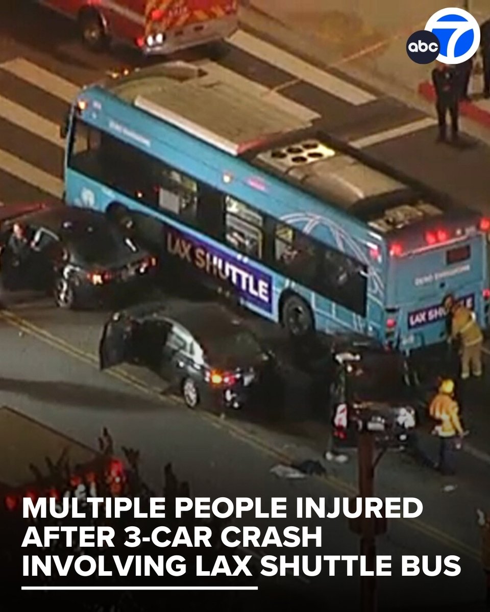 A three-car crash involving a shuttle bus near the Los Angeles International Airport left multiple people injured Monday, according to the Los Angeles Fire Department. The cause of the crash was not immediately known