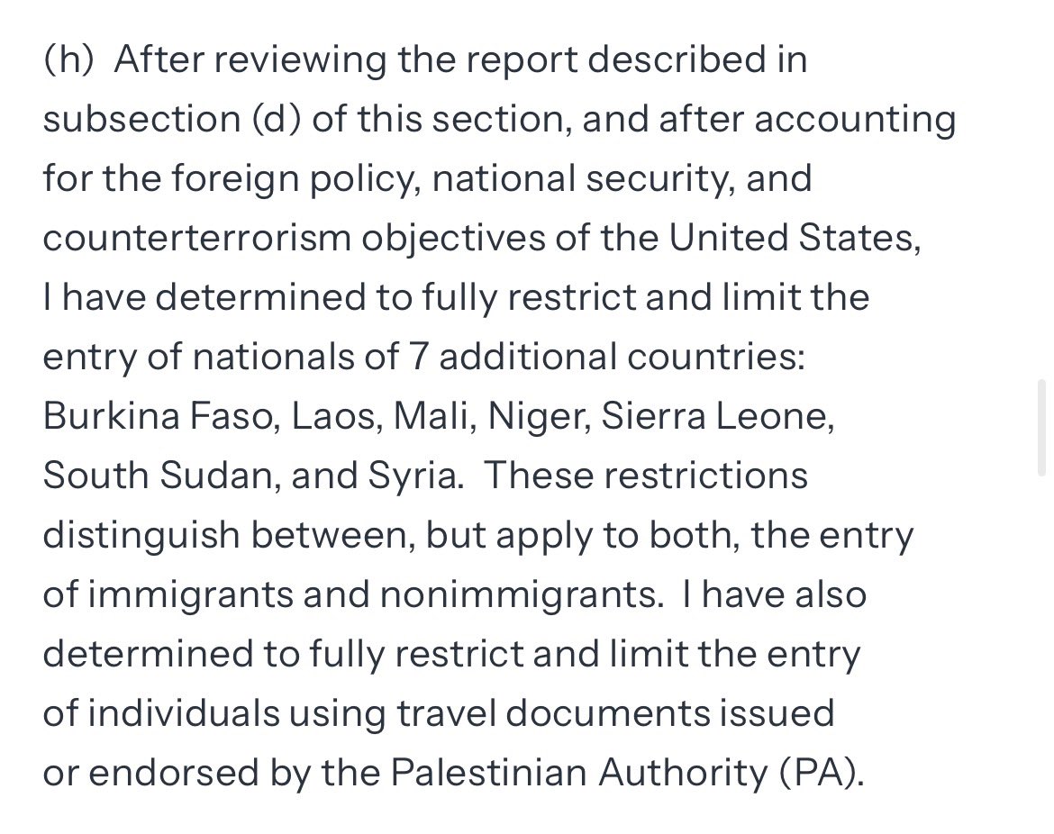 Per statement of the White House:  The US government issues a travel ban for all Syrian citizens (as immigrants and nonimmigrants) into the USA