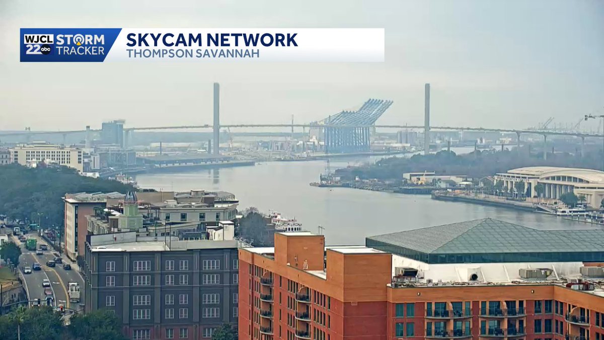 smoke over Downtown Savannah - looks like it is from a controlled burn near Fort Stewart