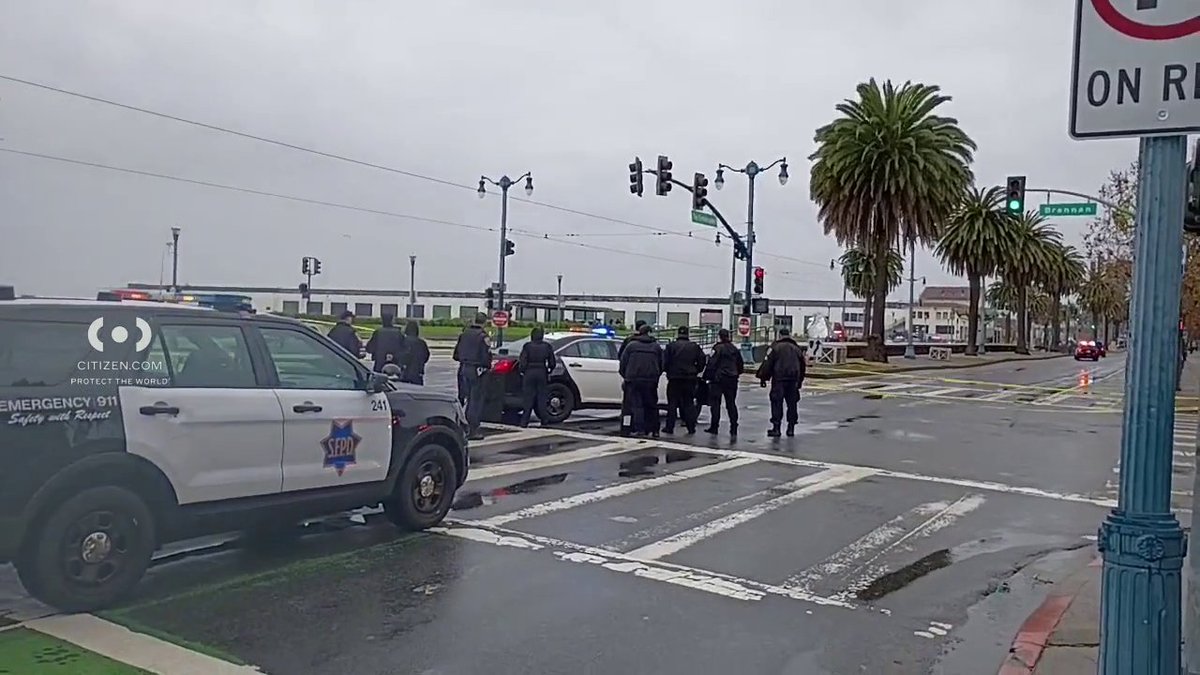 A large police presence has shut down San Francisco’s Embarcadero Monday afternoon