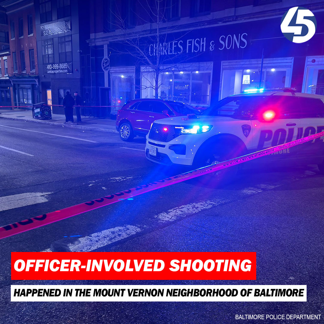 Baltimore police are on the scene of an officer-involved shooting in the Mount Vernon neighborhood on Wednesday night