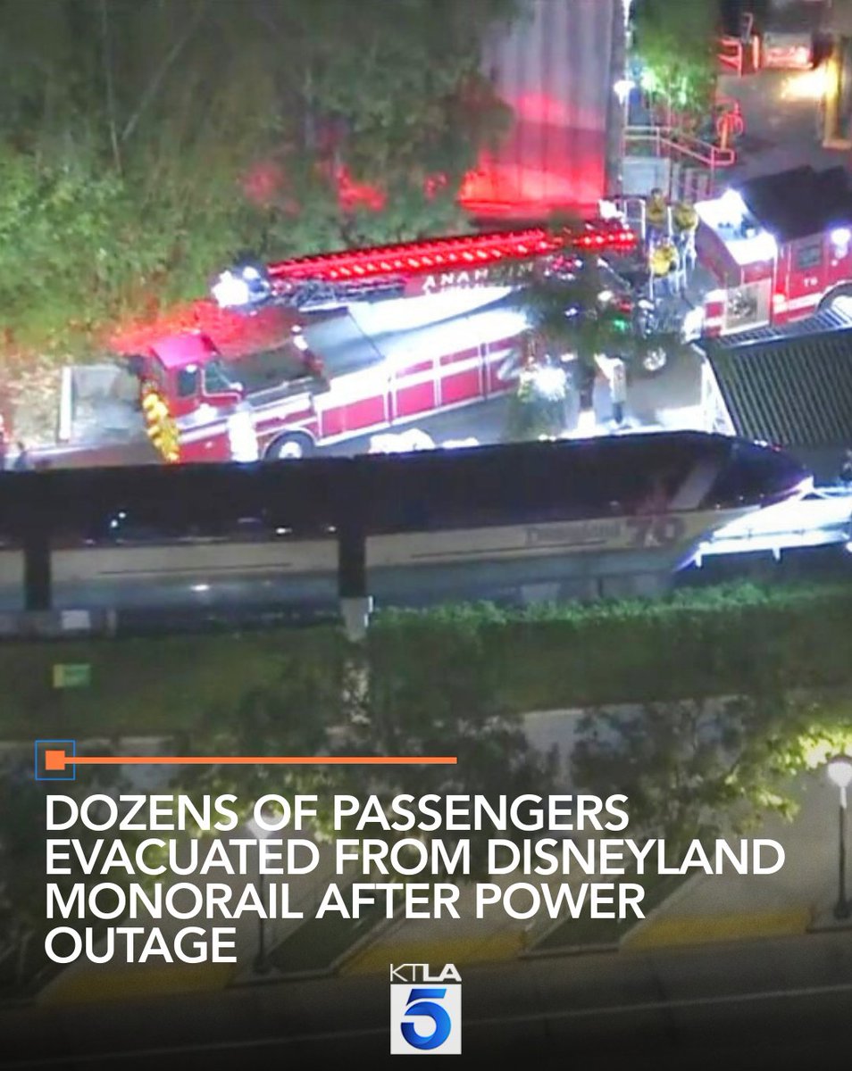 Dozens of passengers were evacuated after the monorail ride lost power at the Disneyland Resort