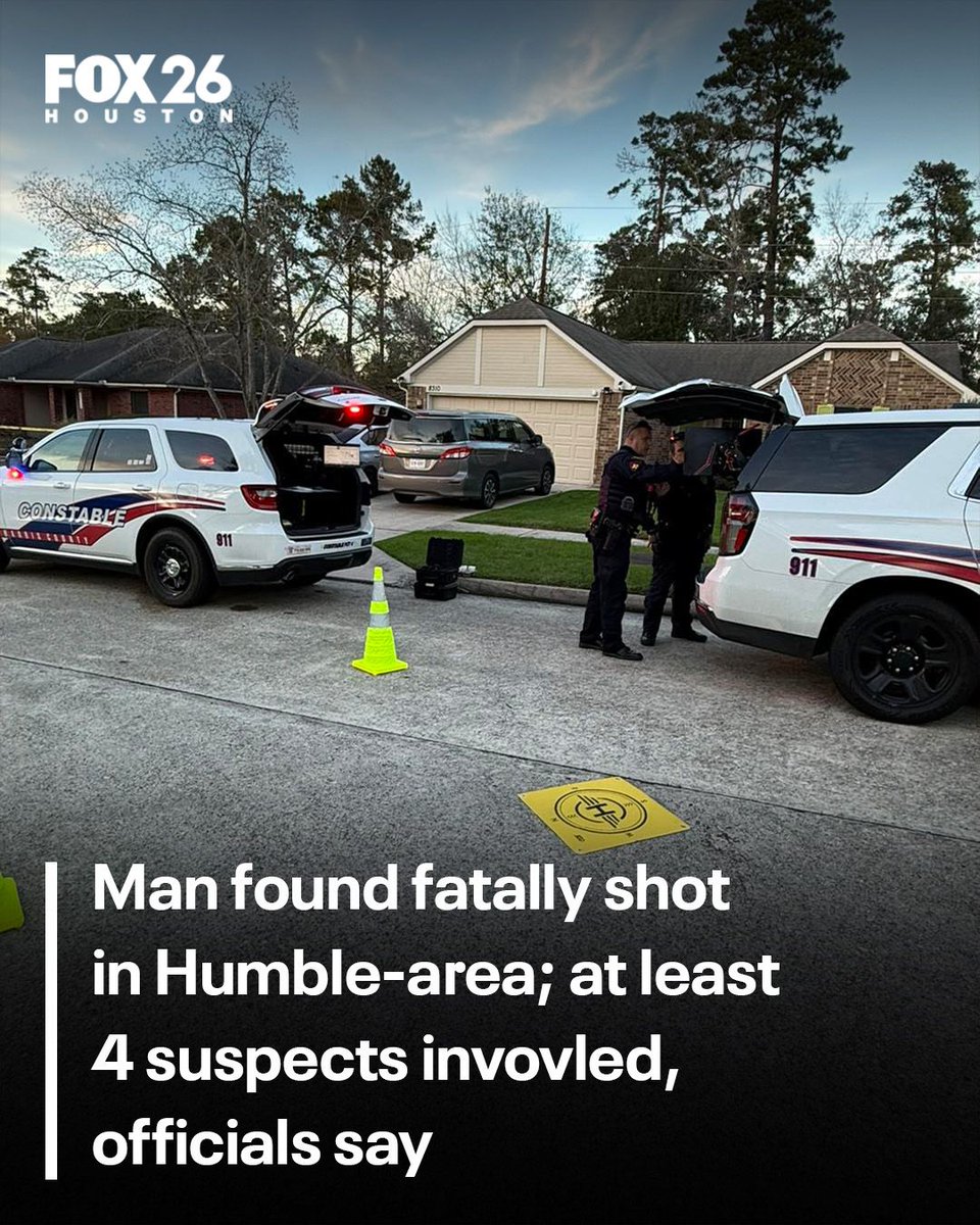 A man has died and at least four people are on the run after a shooting in the Humble area on Saturday evening, according to authorities