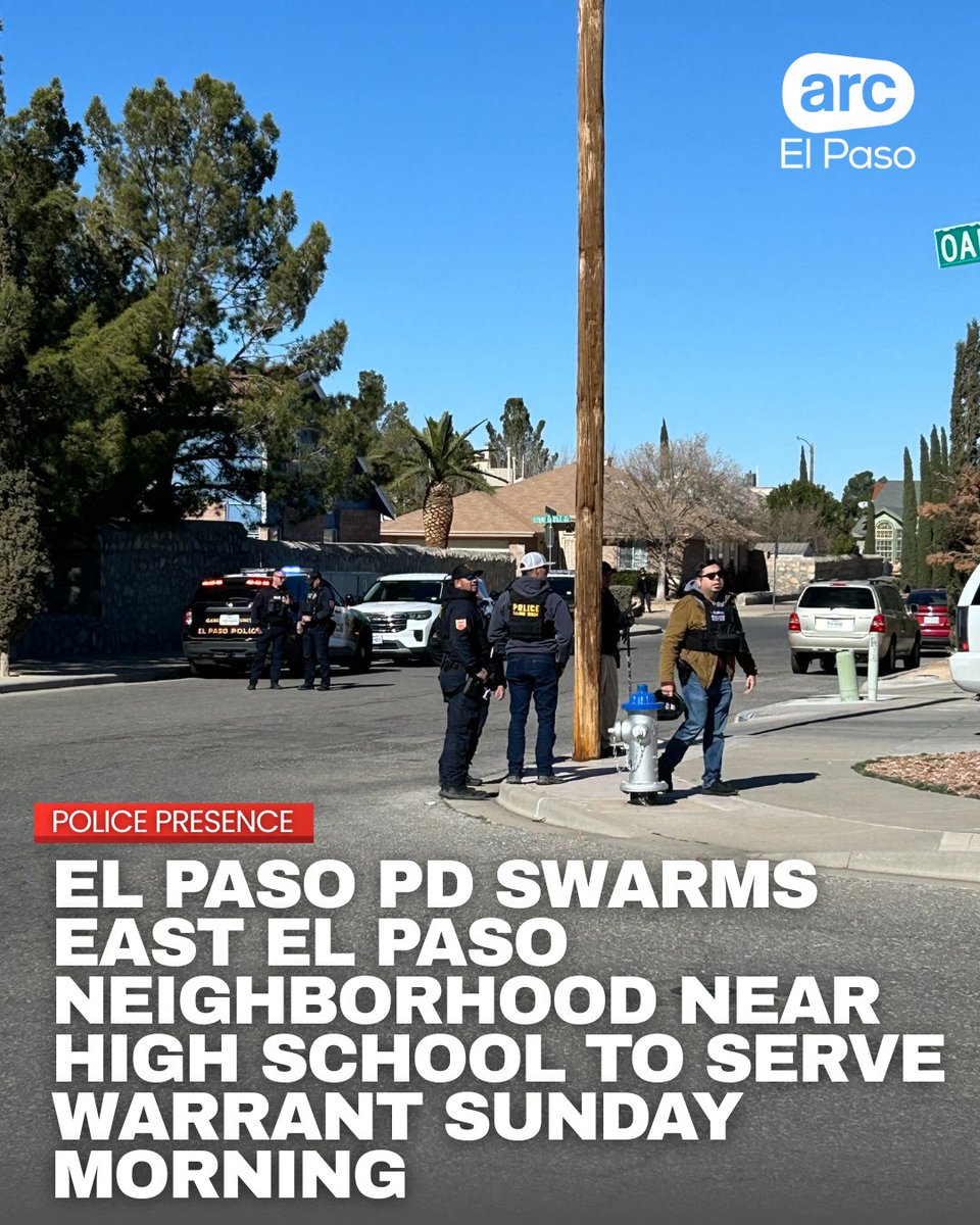 El Paso Police Department officers swarmed a neighborhood on the 3500 block of Nolan Richardson Drive near a local high school's baseball fields, serving a warrant