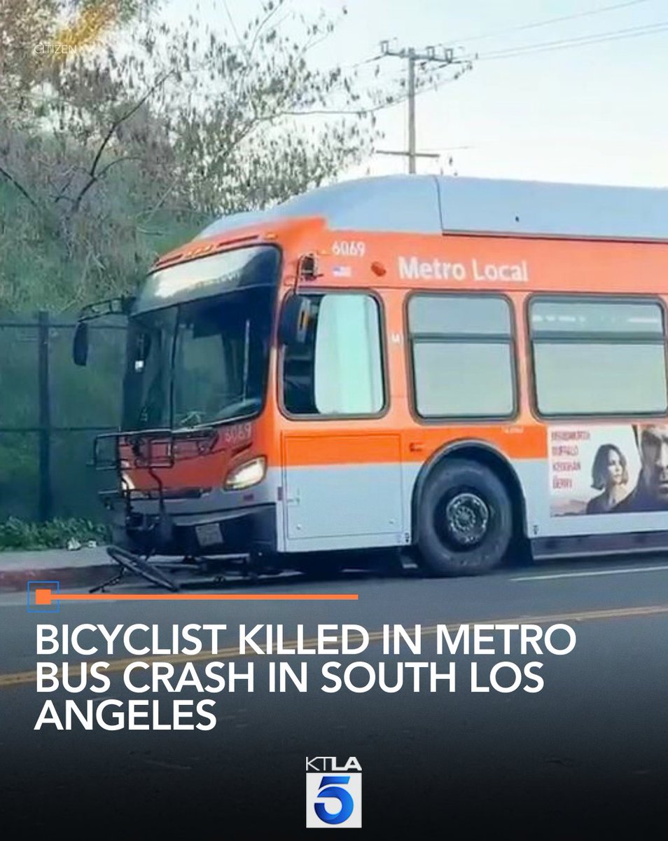 A bicyclist was killed after being struck by a Metro bus in South Los Angeles