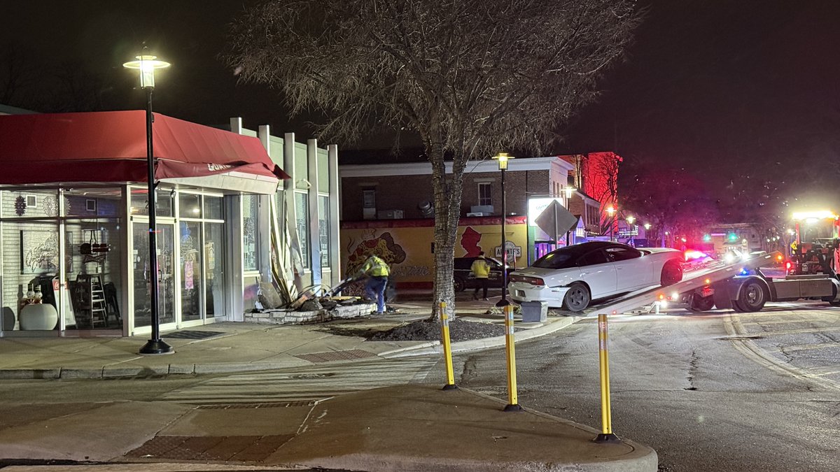 The roadway has reopened near a popular Mason restaurant after a car crashed into the front facade early Monday morning