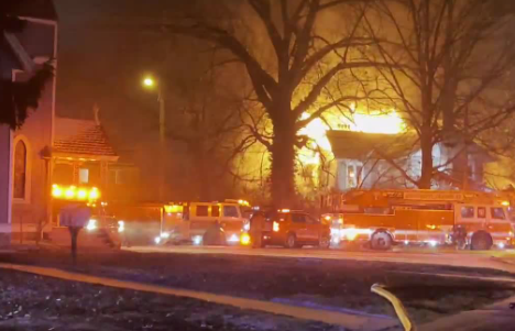Dozens of firefighters battled the bitter cold and flames at a fire in Hartwell Saturday night. One man was injured