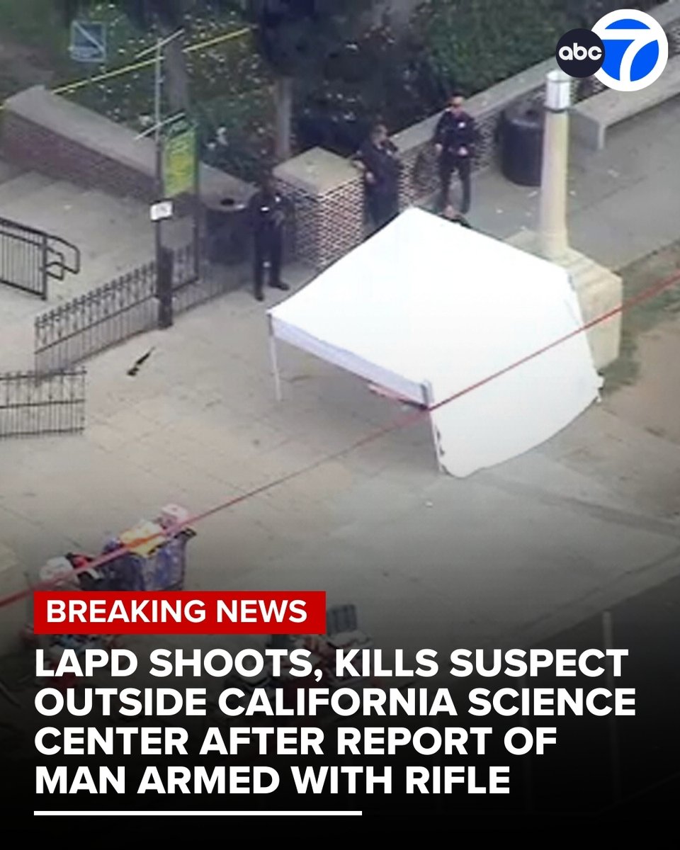 Los Angeles police shot and killed a suspect outside the California Science Center in Exposition Park on Thursday morning after responding to a report of a man armed with a rifle, authorities said