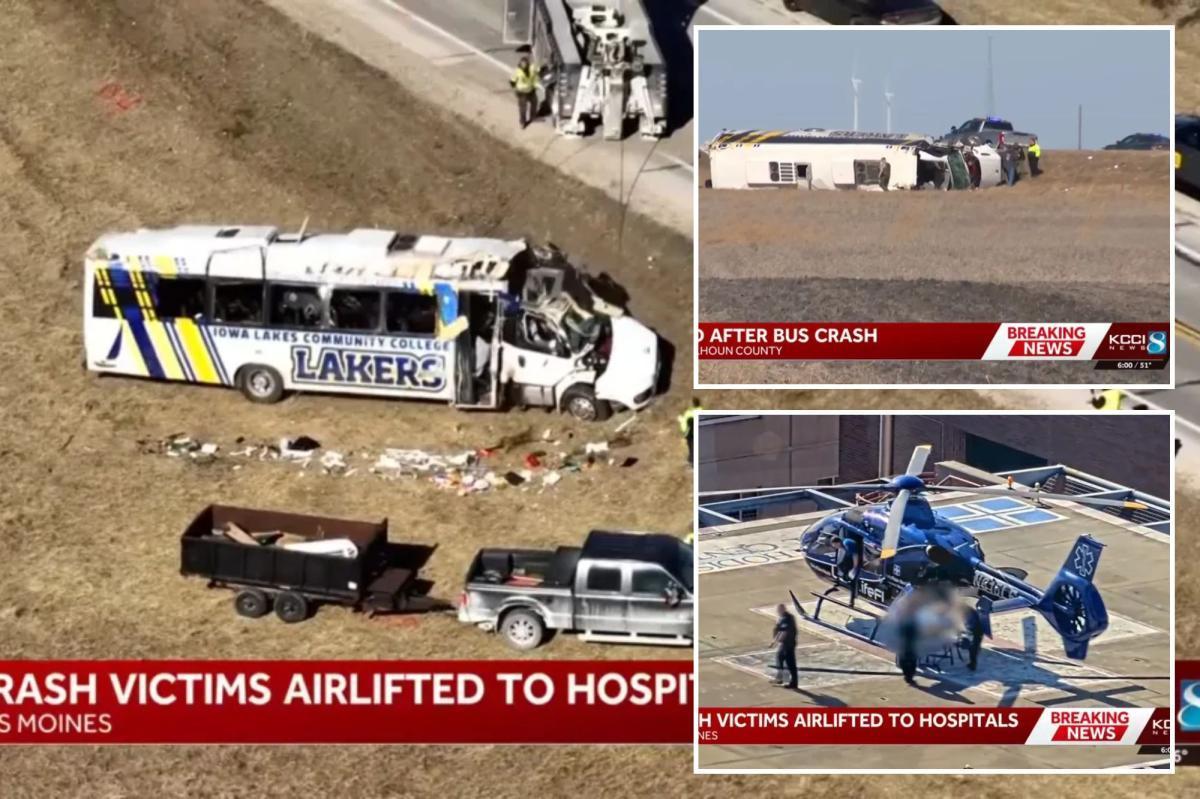 One dead, 32 injured after Iowa Lakes Community College baseball team bus crashes