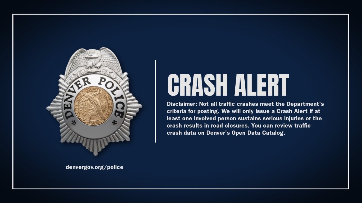 DPD is investigating a traffic crash in the area of 12th and Kalamath involving a motorist and bicyclist that resulted in serious injuries. Expect delays in the area
