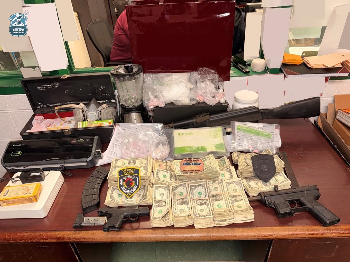 Narcotics and Firearms Seizure On February 11, 2026, Detroit Police Narcotics officers executed three search warrants on the 1200 block of Coplin, 2900 block of Drexel, and 1300 block of Lakeview. Officers made a felony arrest.