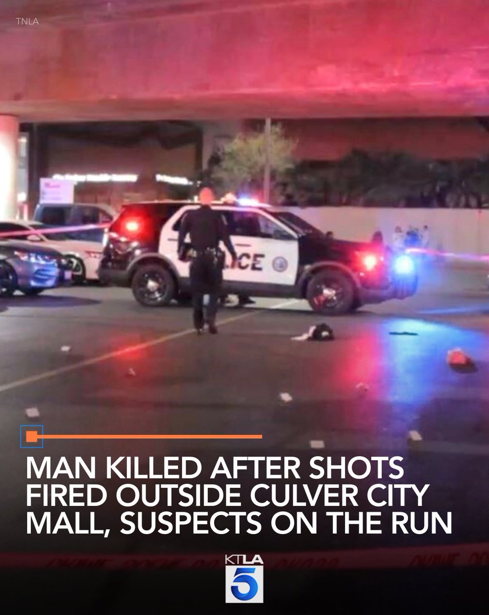 A search is underway for two suspects after a man was shot and killed outside the Westfield Culver City mall